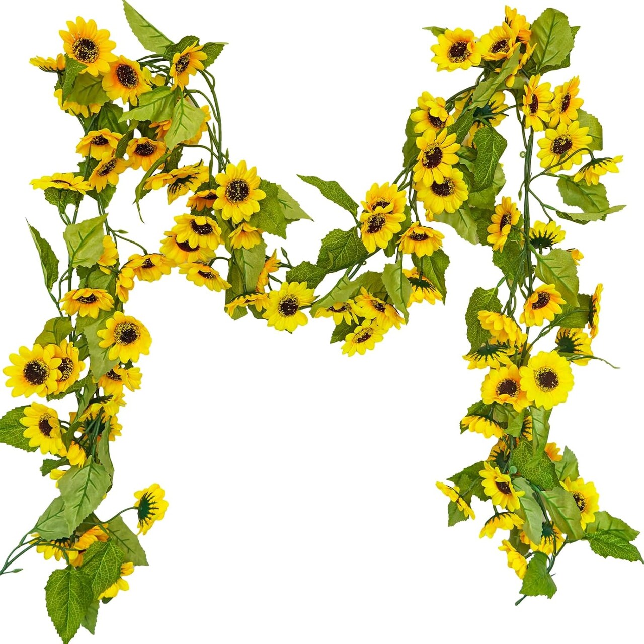 5.9' L Artificial Sunflower Garland Hanging Sunflower Vine Greenery Garland with 43 Pcs Yellow Sunflower Heads for Fall Autumn Holiday Wedding Arch Home Mantel Doorway Table Backdrop Decoration